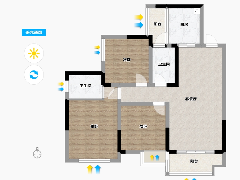 四川省-南充市-天誉珑城-81.77-户型库-采光通风