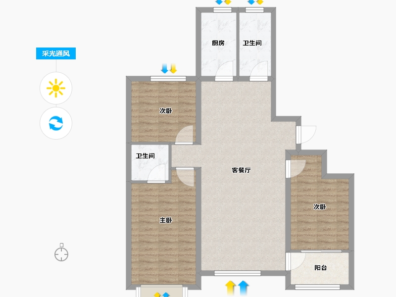 山东省-潍坊市-辰隆天玺城-98.00-户型库-采光通风