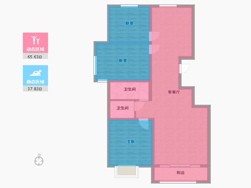 内蒙古自治区-巴彦淖尔市-五原县盛世东林书院-105.55-户型库-动静分区