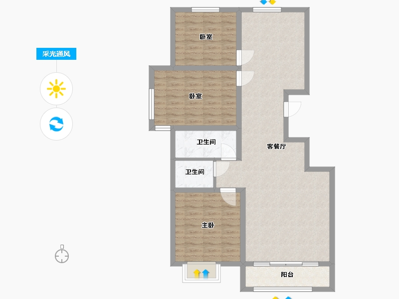 内蒙古自治区-巴彦淖尔市-五原县盛世东林书院-105.55-户型库-采光通风