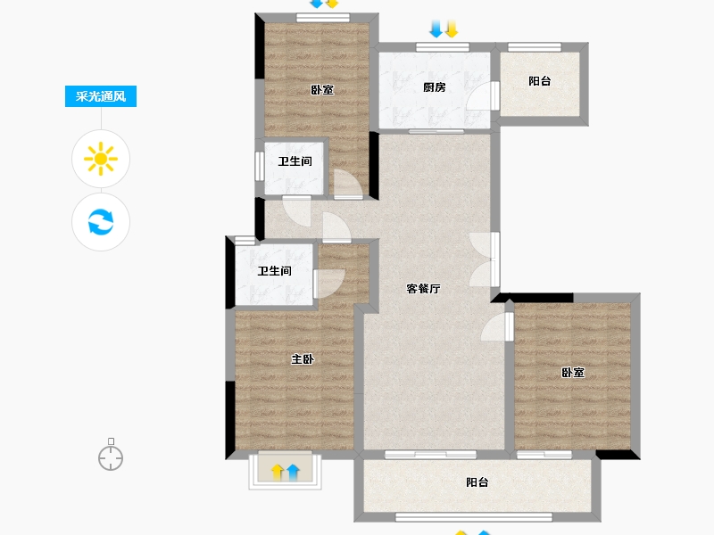 重庆-重庆市-联发君领西城-102.00-户型库-采光通风