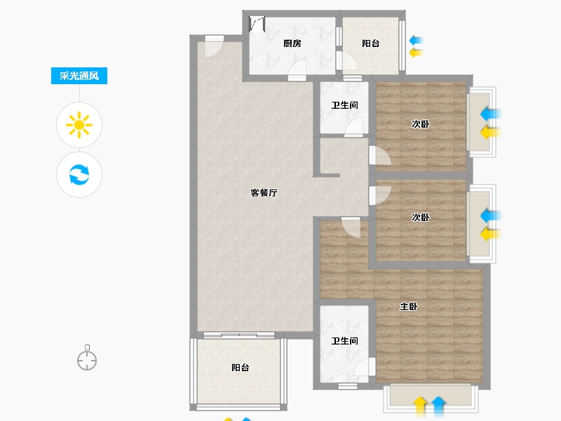 海南省-三亚市-三亚月川小区-118.00-户型库-采光通风