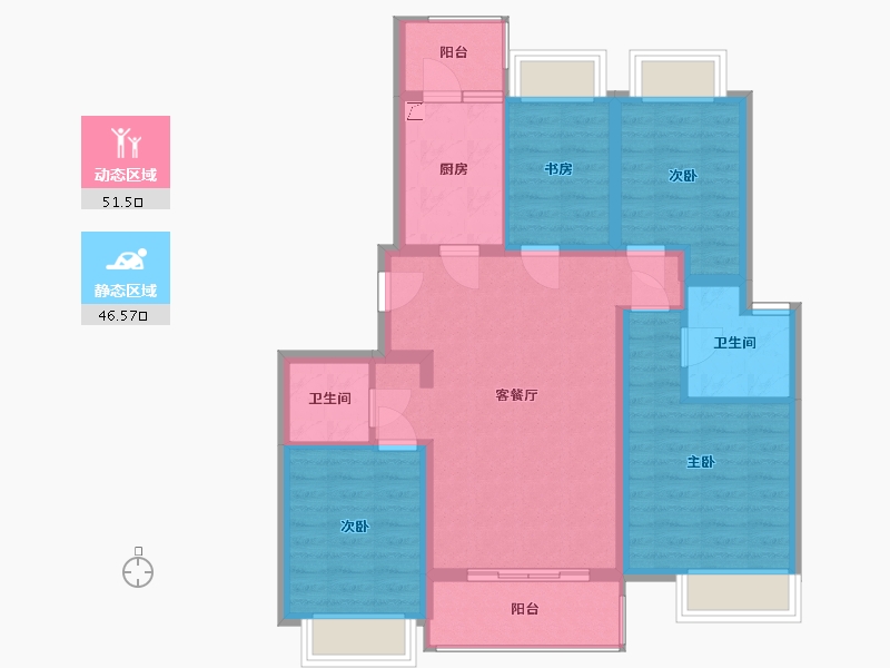 江苏省-南京市-融创中南御园-87.00-户型库-动静分区