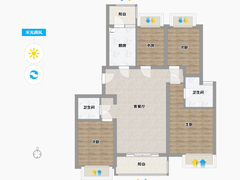 江苏省-南京市-融创中南御园-87.00-户型库-采光通风