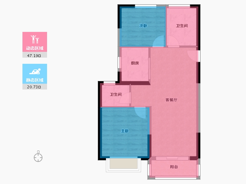 天津-天津市-旭辉景瑞-70.00-户型库-动静分区