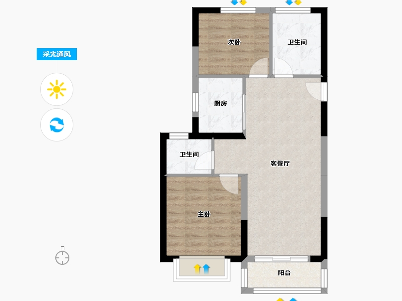 天津-天津市-旭辉景瑞-70.00-户型库-采光通风