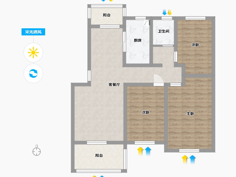 安徽省-马鞍山市-伟星蓝山-95.55-户型库-采光通风