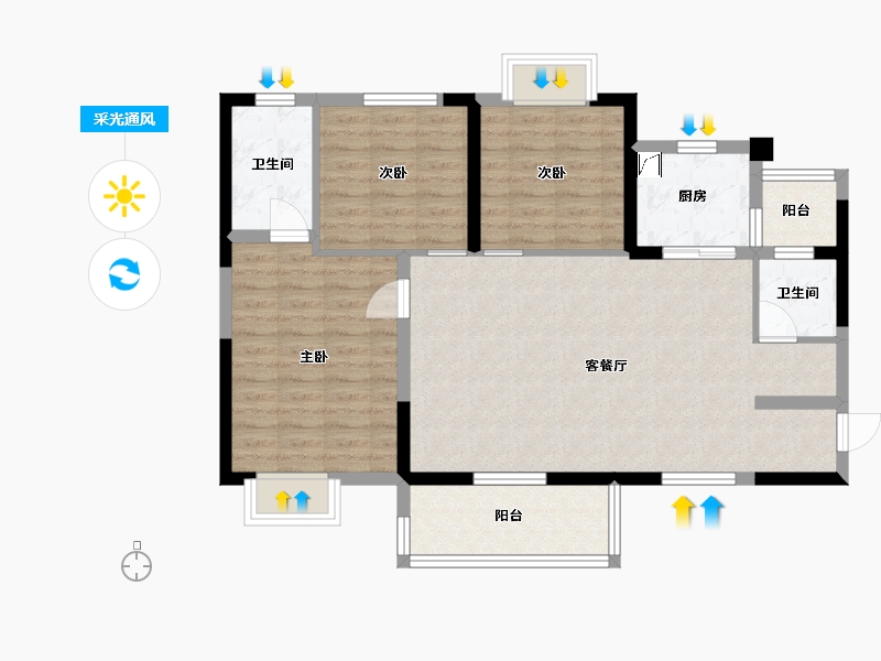 四川省-成都市-昌建.星悦城-92.00-户型库-采光通风