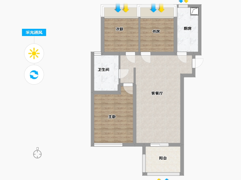 湖北省-武汉市-华发四季-70.00-户型库-采光通风