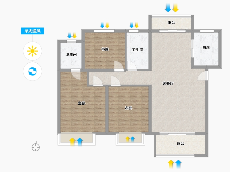 河南省-濮阳市-建业璟园-103.00-户型库-采光通风