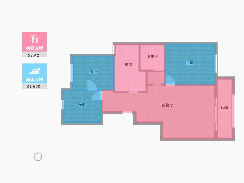 河北省-廊坊市-剑桥郡11期万和园-75.00-户型库-动静分区