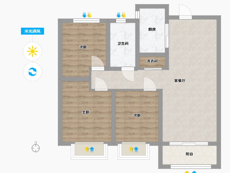 山西省-太原市-保利西湖林语-85.00-户型库-采光通风