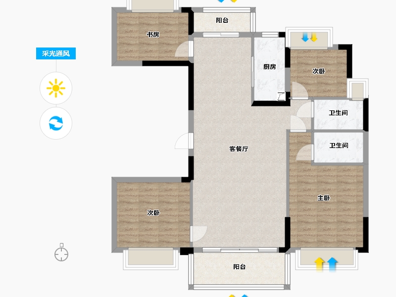 广东省-梅州市-梅县碧桂园二期学府里-140.00-户型库-采光通风