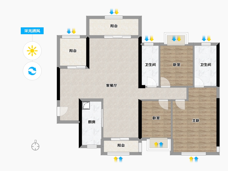 广东省-揭阳市-玺悦华府-120.00-户型库-采光通风