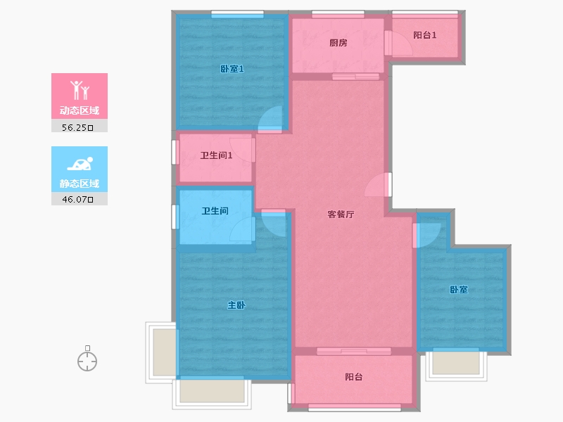 陕西省-渭南市-兰亭观邸-96.00-户型库-动静分区