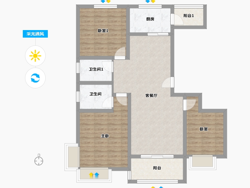 陕西省-渭南市-兰亭观邸-96.00-户型库-采光通风