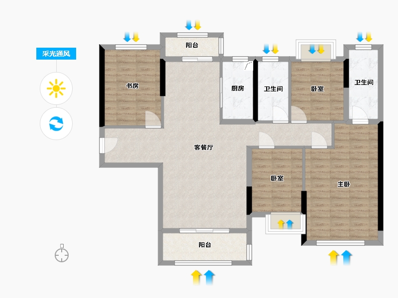 广东省-揭阳市-玺悦华府-120.00-户型库-采光通风