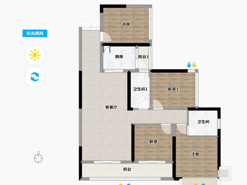 湖南省-衡阳市-江南嘉苑-96.00-户型库-采光通风