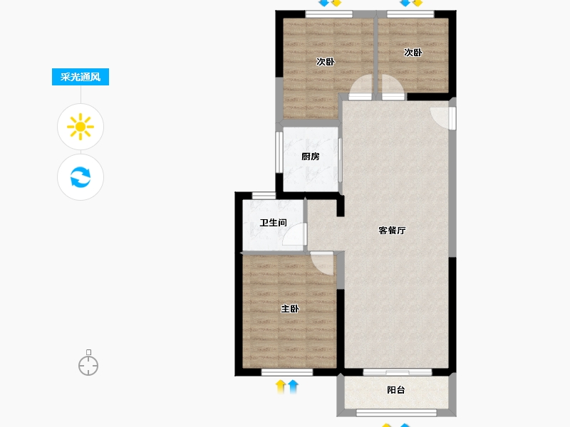 河南省-洛阳市-天鸿君邑-84.00-户型库-采光通风