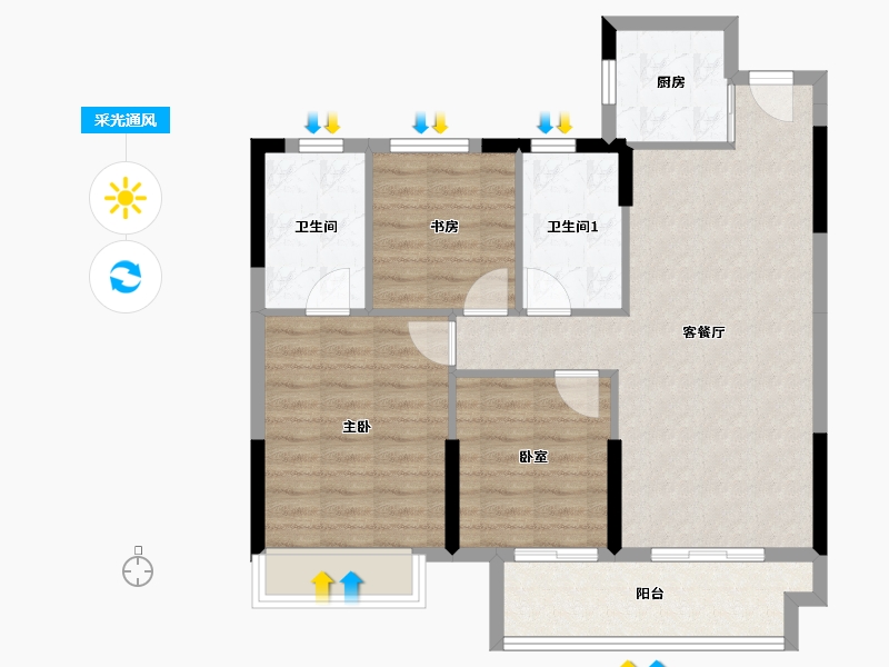 湖南省-株洲市-宴南都-108.00-户型库-采光通风