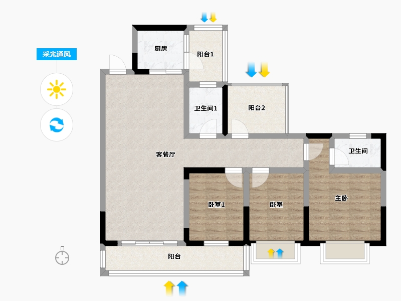 广西壮族自治区-梧州市-梧州市旺城首玺-96.00-户型库-采光通风