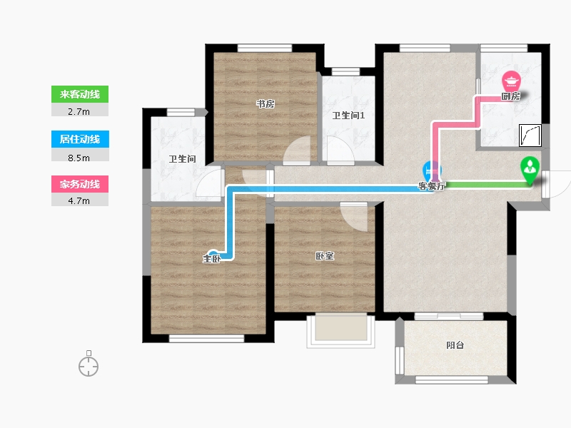 湖北省-鄂州市-万科五彩城-85.00-户型库-动静线