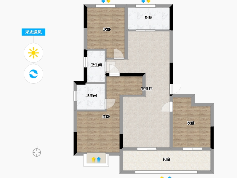 安徽省-阜阳市-融创城-98.00-户型库-采光通风