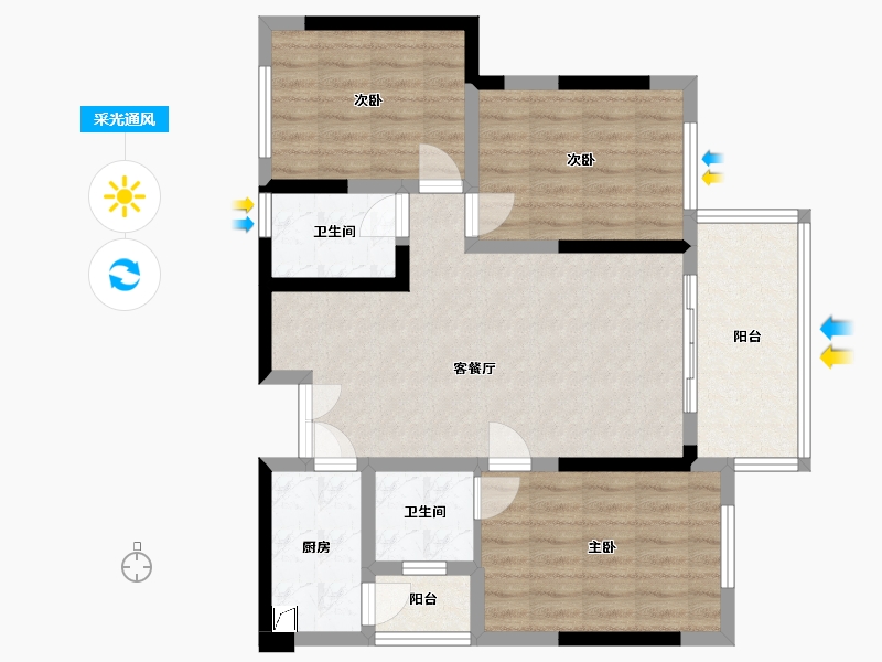 四川省-泸州市-光耀城-79.00-户型库-采光通风