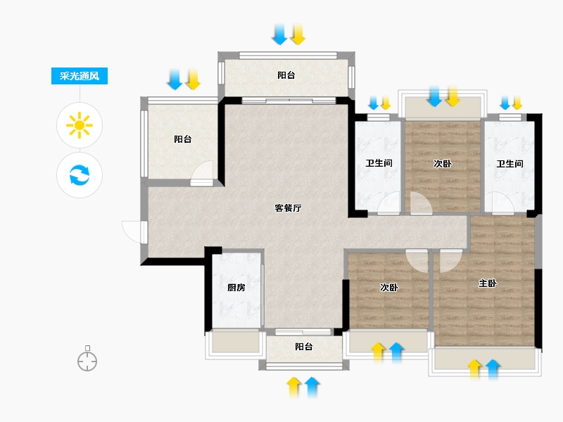 广东省-揭阳市-玺悦华府-120.00-户型库-采光通风