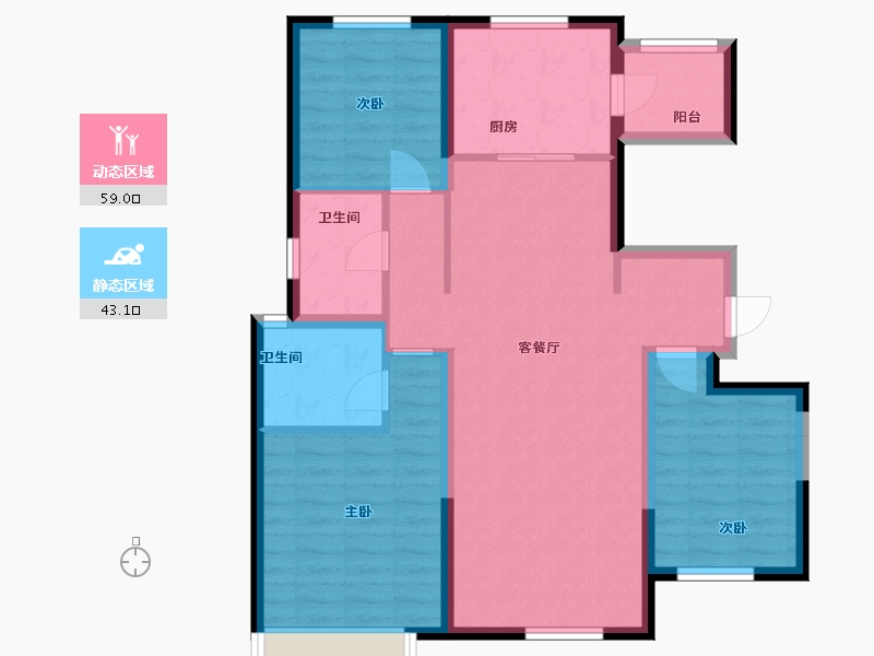 陕西省-西安市-中海曲江大城-98.00-户型库-动静分区