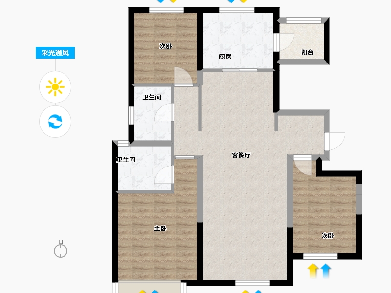 陕西省-西安市-中海曲江大城-98.00-户型库-采光通风