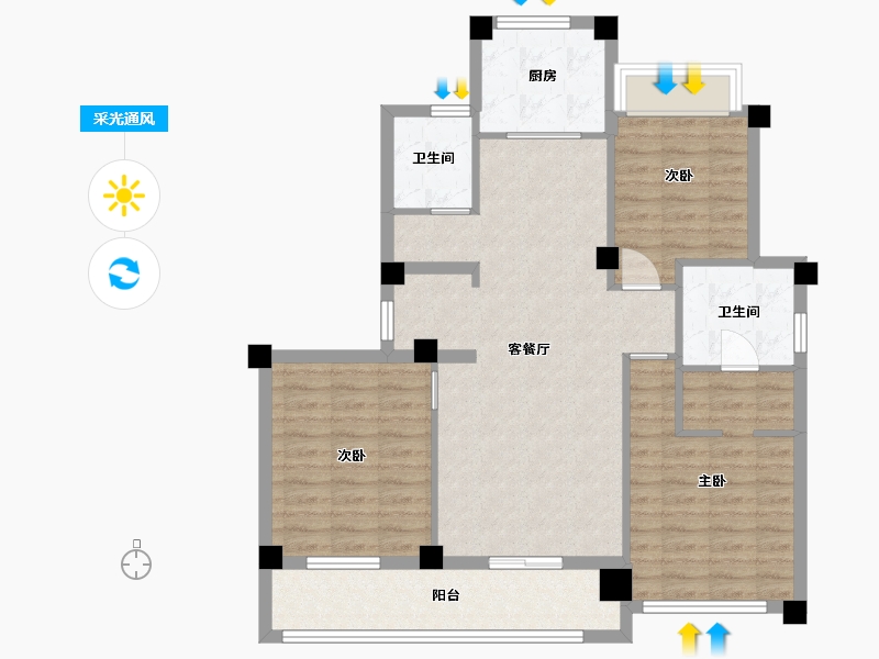 浙江省-嘉兴市-海棠苑-120.00-户型库-采光通风