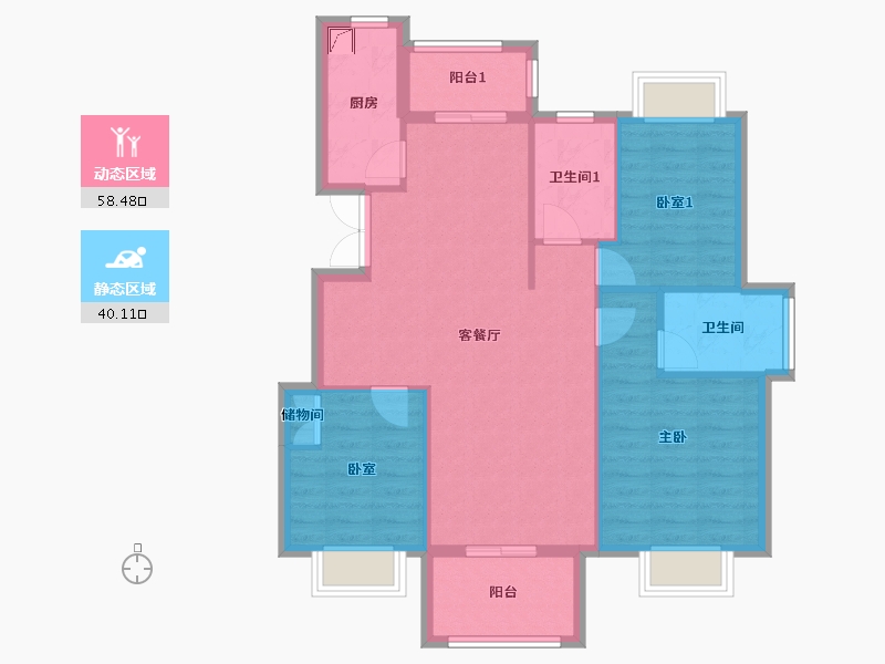 贵州省-遵义市-紫荆国际-92.00-户型库-动静分区