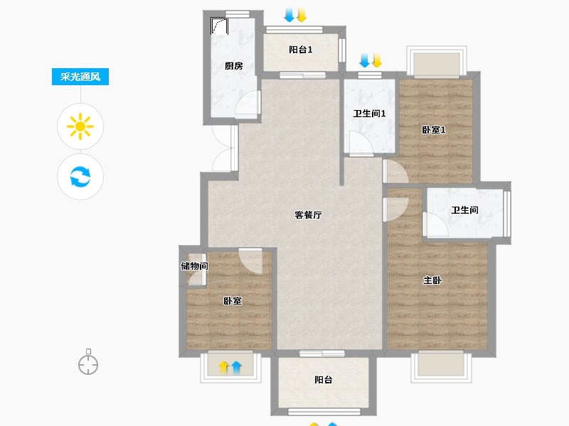 贵州省-遵义市-紫荆国际-92.00-户型库-采光通风