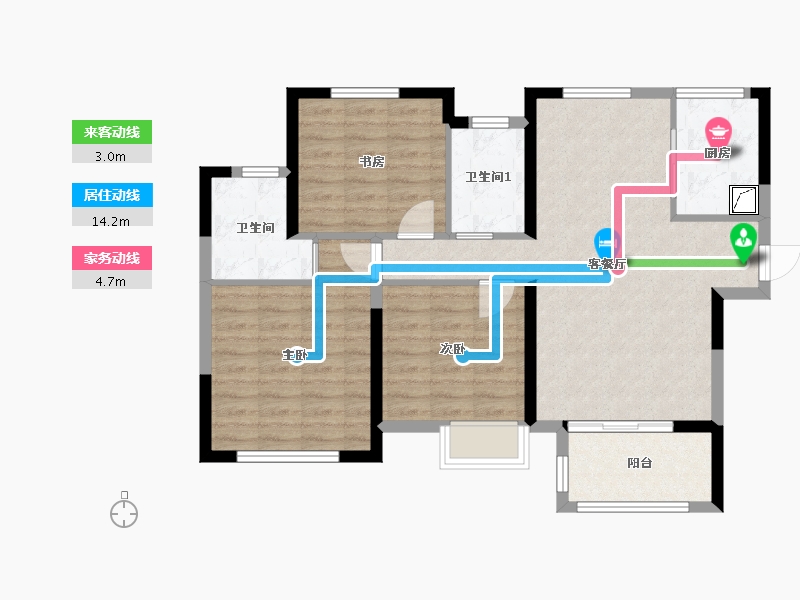 湖北省-鄂州市-万科五彩城-86.00-户型库-动静线