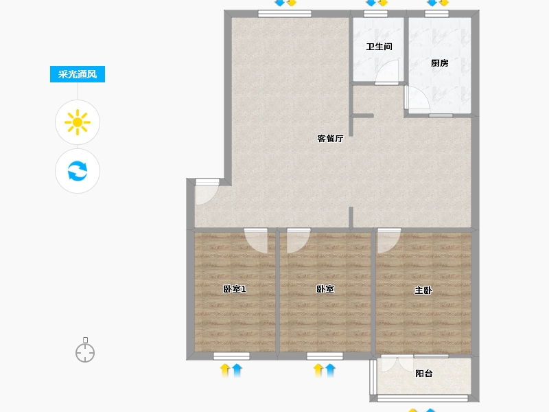 河南省-郑州市-大成小区-98.00-户型库-采光通风