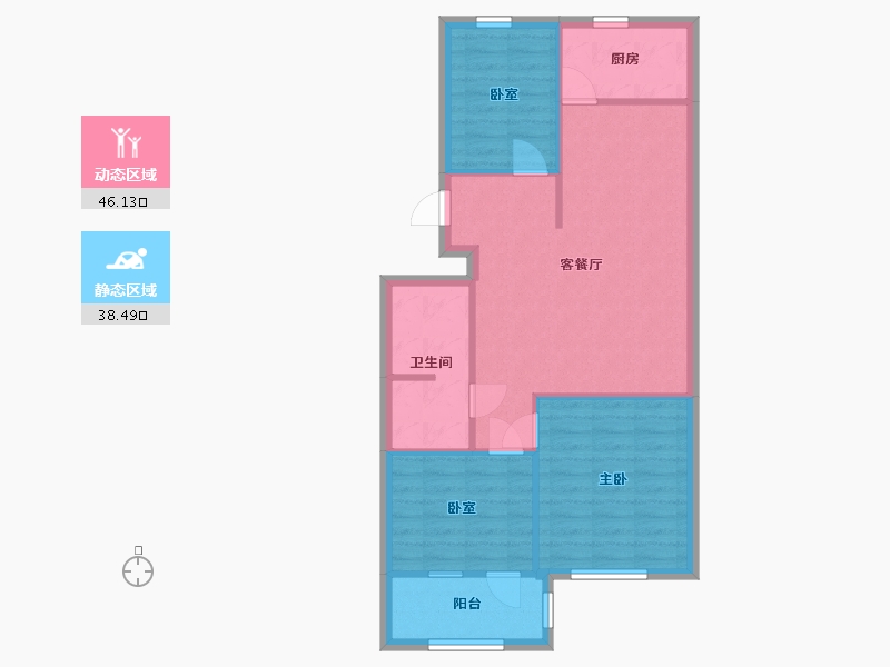 山东省-临沂市-投资公司家属院-76.00-户型库-动静分区