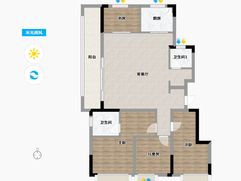 浙江省-杭州市-新力启云府-111.00-户型库-采光通风