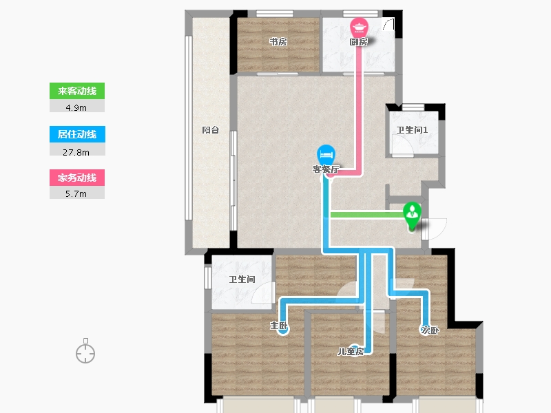 浙江省-杭州市-新力启云府-111.00-户型库-动静线