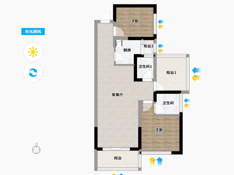 广东省-惠州市-天益城-74.00-户型库-采光通风