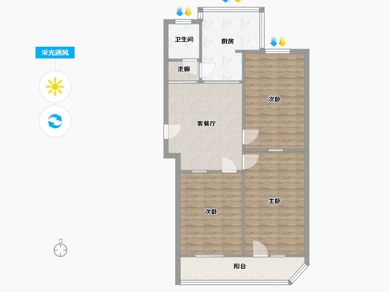 河北省-石家庄市-电业局宿舍-94.40-户型库-采光通风