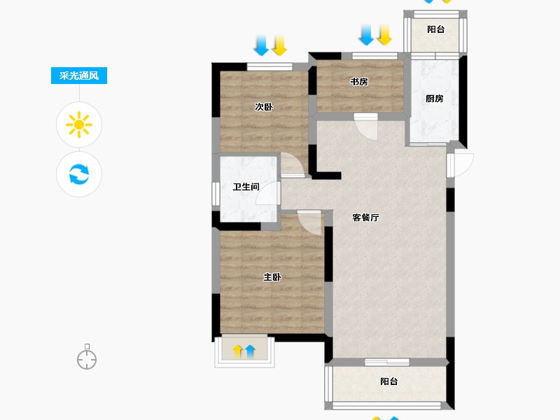 江苏省-扬州市-四季金辉-71.00-户型库-采光通风