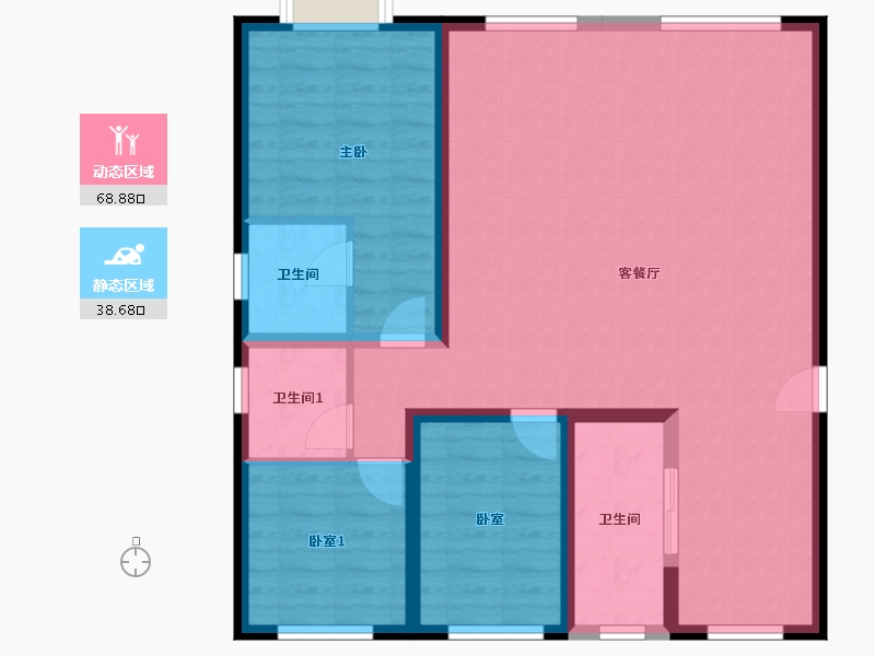 甘肃省-兰州市-银河国际居住区-106.67-户型库-动静分区