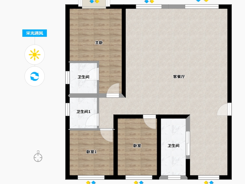 甘肃省-兰州市-银河国际居住区-106.67-户型库-采光通风