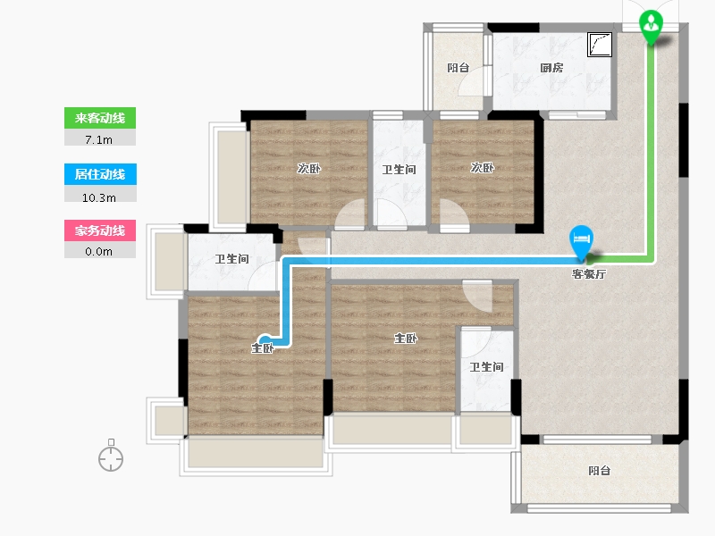 广东省-梅州市-芹洋观邸-105.00-户型库-动静线