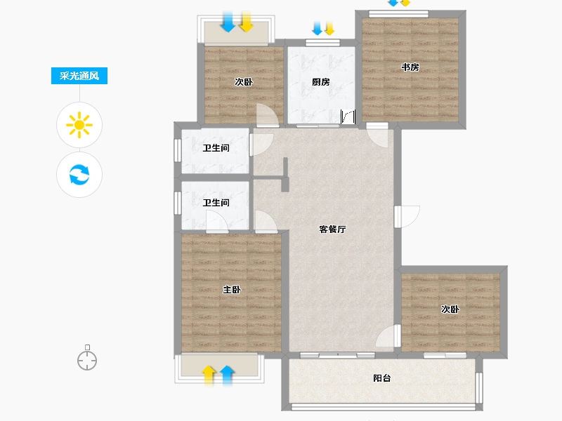 安徽省-阜阳市-华润阜阳中心-103.86-户型库-采光通风