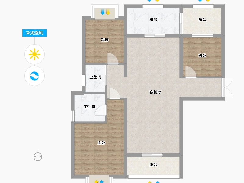 云南省-楚雄彝族自治州-天籁雅居-121.00-户型库-采光通风