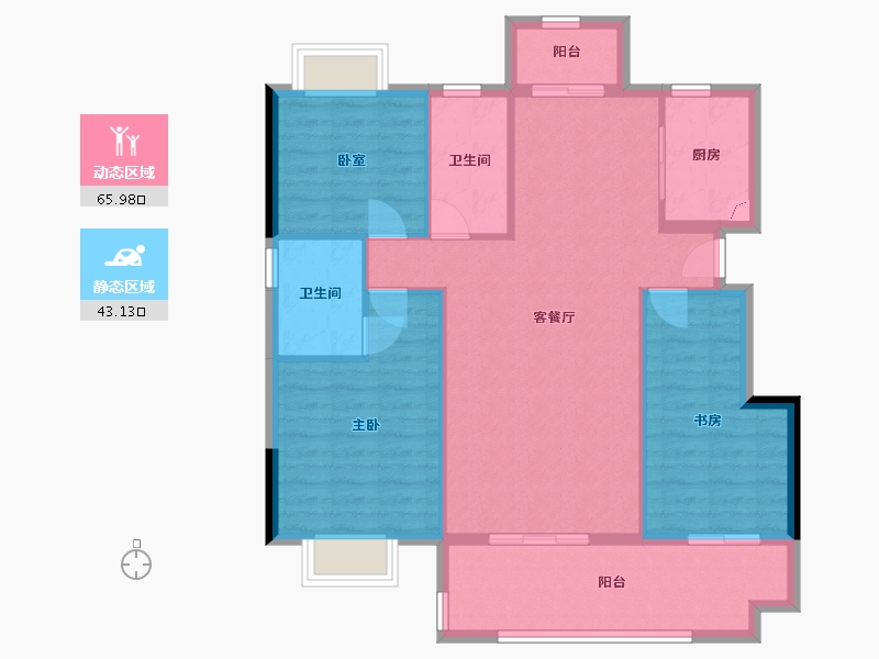 安徽省-阜阳市-东湖世纪城-109.00-户型库-动静分区