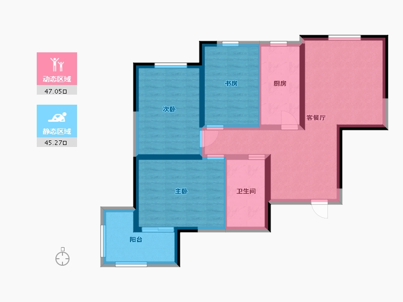 陕西省-宝鸡市-虢悦东郡-85.00-户型库-动静分区