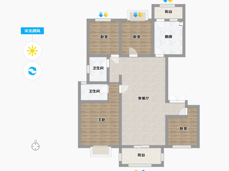 贵州省-安顺市-澳维春天-120.00-户型库-采光通风